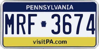PA license plate MRF3674