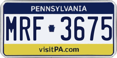 PA license plate MRF3675