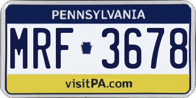 PA license plate MRF3678
