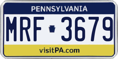 PA license plate MRF3679