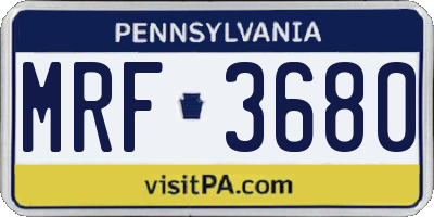 PA license plate MRF3680