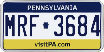 PA license plate MRF3684