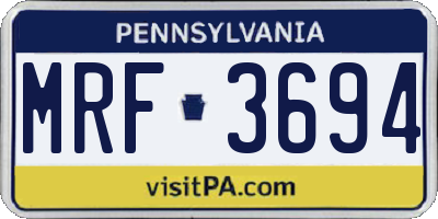 PA license plate MRF3694