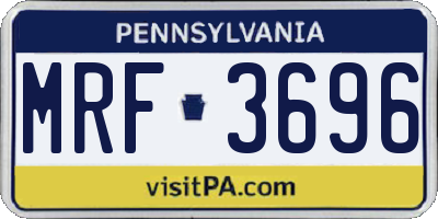 PA license plate MRF3696