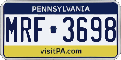 PA license plate MRF3698