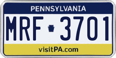 PA license plate MRF3701