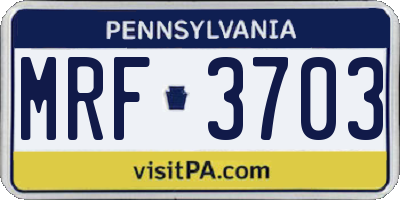 PA license plate MRF3703