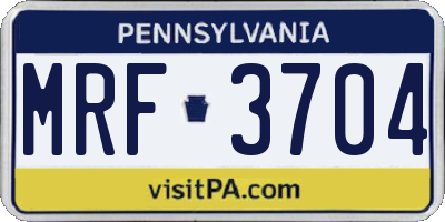 PA license plate MRF3704