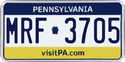 PA license plate MRF3705