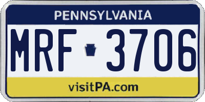 PA license plate MRF3706