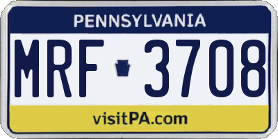 PA license plate MRF3708