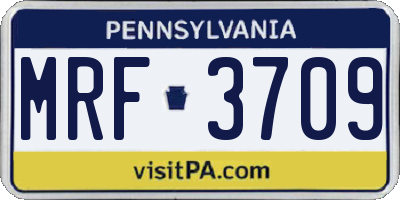 PA license plate MRF3709