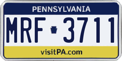 PA license plate MRF3711