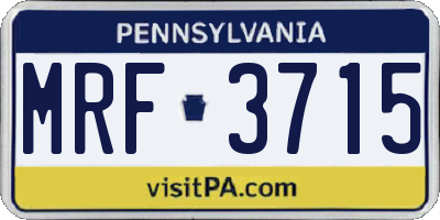 PA license plate MRF3715