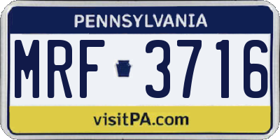 PA license plate MRF3716