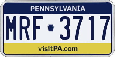 PA license plate MRF3717