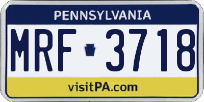 PA license plate MRF3718