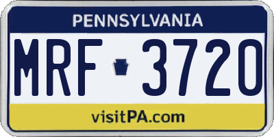 PA license plate MRF3720