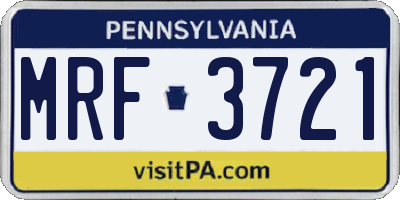PA license plate MRF3721