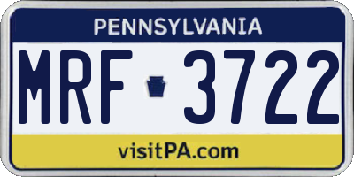 PA license plate MRF3722