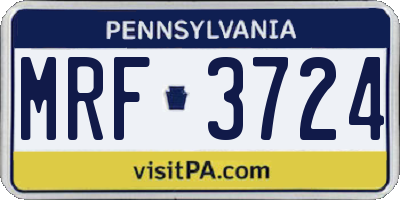 PA license plate MRF3724