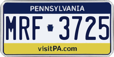 PA license plate MRF3725