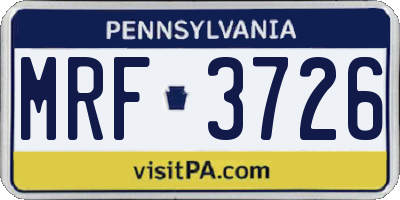 PA license plate MRF3726