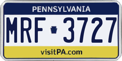 PA license plate MRF3727