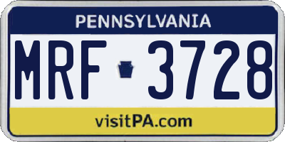 PA license plate MRF3728