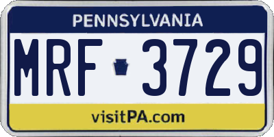 PA license plate MRF3729