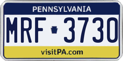 PA license plate MRF3730