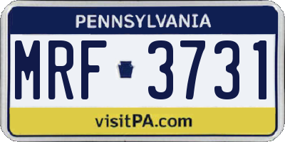 PA license plate MRF3731