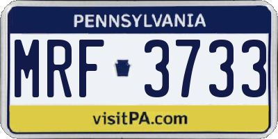 PA license plate MRF3733