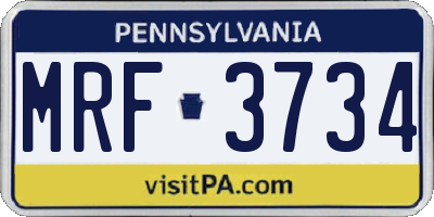 PA license plate MRF3734