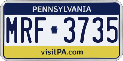 PA license plate MRF3735