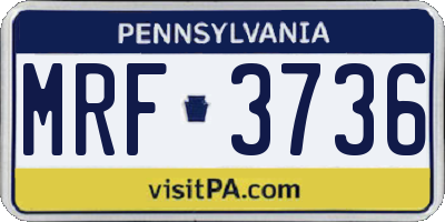 PA license plate MRF3736