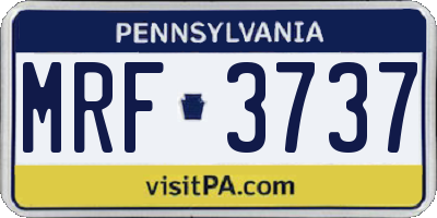 PA license plate MRF3737
