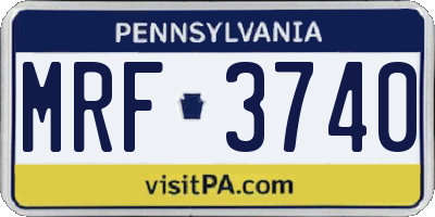 PA license plate MRF3740