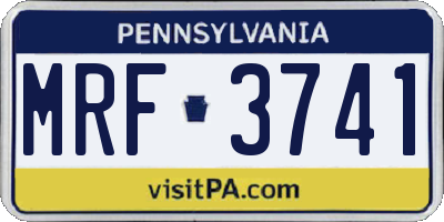 PA license plate MRF3741