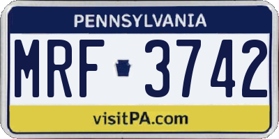 PA license plate MRF3742