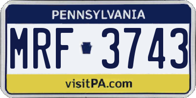 PA license plate MRF3743