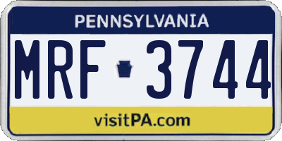 PA license plate MRF3744