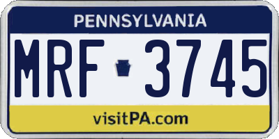 PA license plate MRF3745