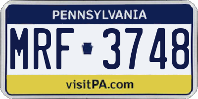 PA license plate MRF3748