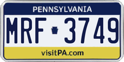 PA license plate MRF3749