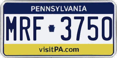 PA license plate MRF3750