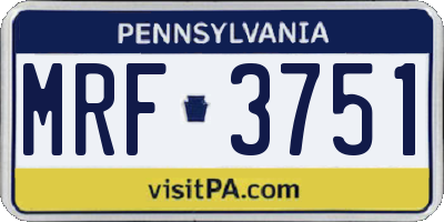 PA license plate MRF3751