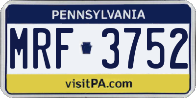PA license plate MRF3752