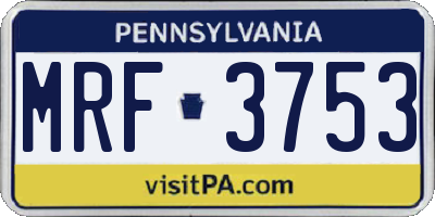 PA license plate MRF3753