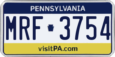 PA license plate MRF3754